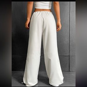 Drawstring waist parachute pants